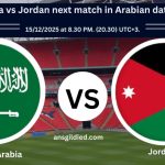 Saudi Arabia vs Jordan next match in Arabian date and time